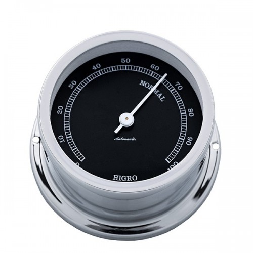 Chrome Hygrometer (50mm Black Dial)