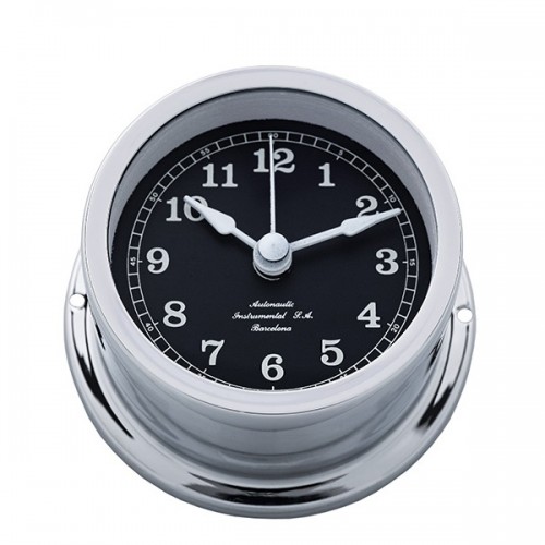 Chrome Quartz Clock (50mm Black Dial)