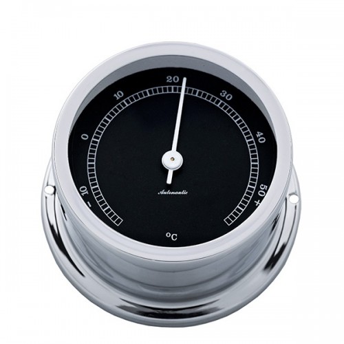 Chrome Thermometer (50mm Black Dial)